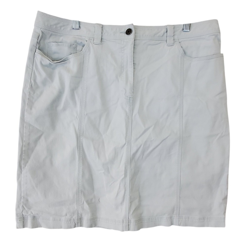 Talbots Stretch Cotton Skirt Light Blue Size 18 Knee Length 5-Pocket Utility